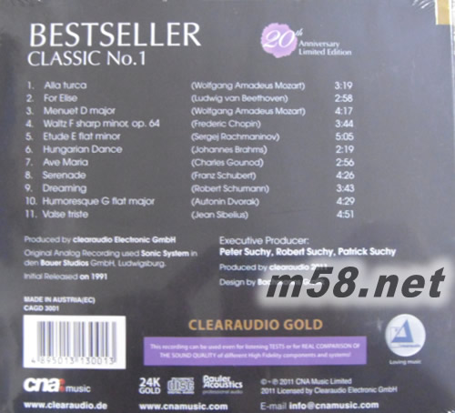 BESTSELLER CLASSIC NO.1 古典大針板 20周年24K純金限量紀(jì)念版(24K GOLD)專輯背面圖片