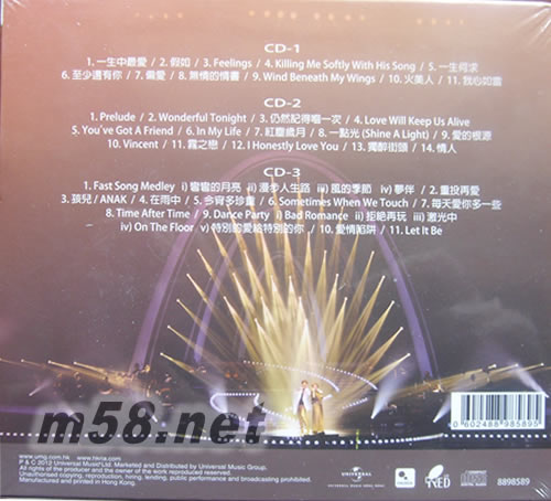 譚詠麟.杜麗莎 Time After Time 演唱會 CD版專輯背面圖片