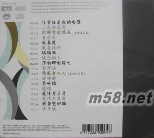 陳雷 精選XRCD專輯背面圖片