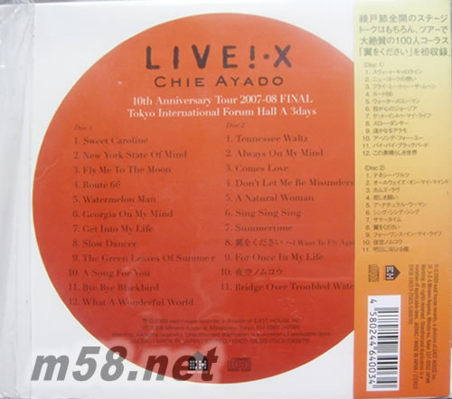 LIVE .X 綾戶智繪十周年演唱會 日本版專輯背面圖片