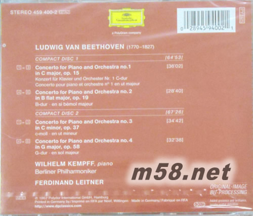 貝多芬:第一-四號鋼琴協(xié)奏曲 (原音再生:51)Beethoven:Piano Concertos No.1-4專輯背面圖片