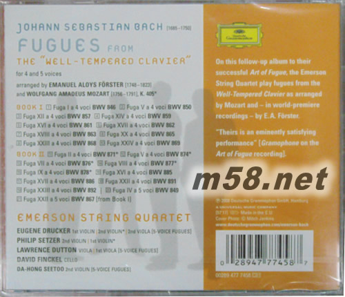 巴哈:賦格 J.S.Bach:Fugues 四重奏專輯背面圖片