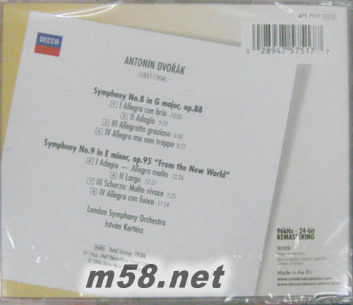 德弗札克:第8&9號交響曲Dvorak:Symphony No.8&9專輯背面圖片