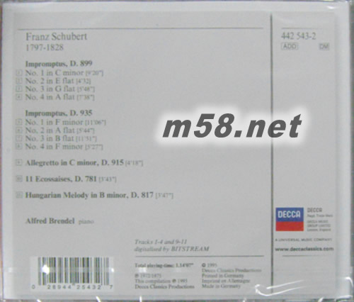 舒伯特:即興曲全集Schubert: Complete Impromptus 白色封面雙CD專輯背面圖片