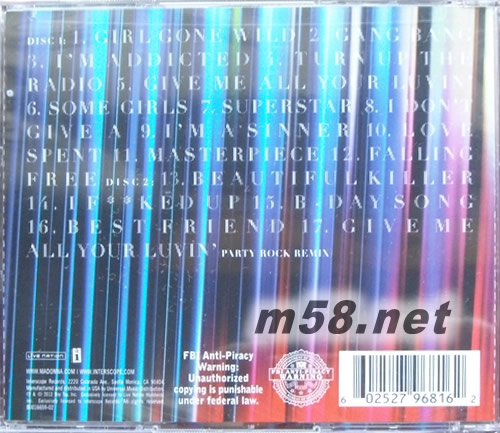 MDNA(Deluxe Edition)美版專輯背面圖片