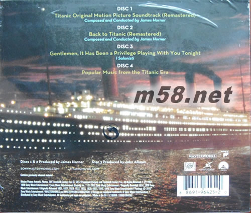 Titanic O.S.T. (Anniversary Edition)紀念套裝 4CD歐版專輯背面圖片