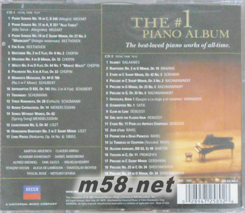 MASTERS OF THE PIANO世紀鋼琴大師驚世名演專輯背面圖片