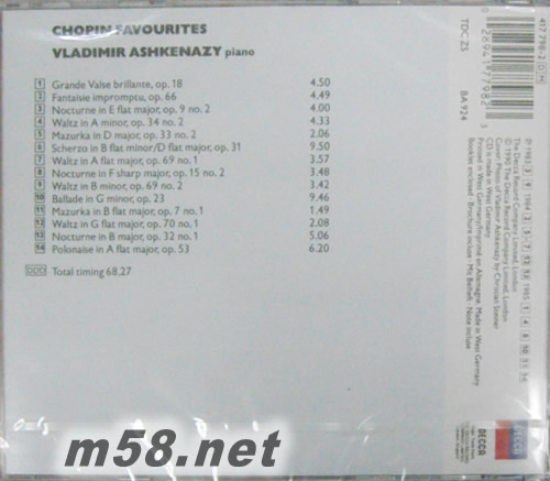 蕭邦:鋼琴名曲集 (喝采名片精選)Chopin:Chopin Favorites專輯背面圖片