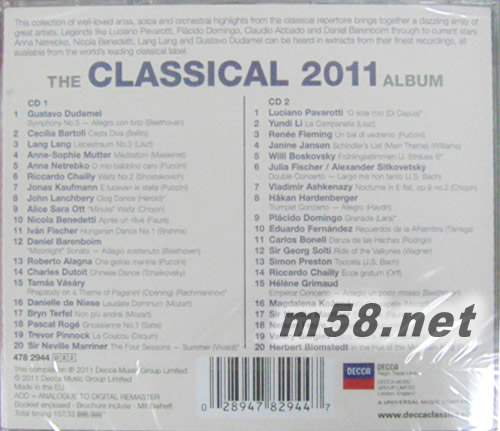 The Classical Album 2011 古典至尊專輯背面圖片