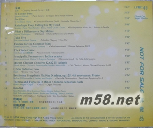 THE PERFECT SOUND 2008 原音精選 LPCD專輯背面圖片