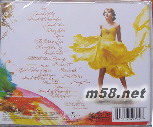 SPEAK NOW Deluxe Edition(紅裙子封面)專輯背面圖片