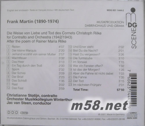 法式情感DIE WEISE VON LIEBE UND TOD專輯背面圖片