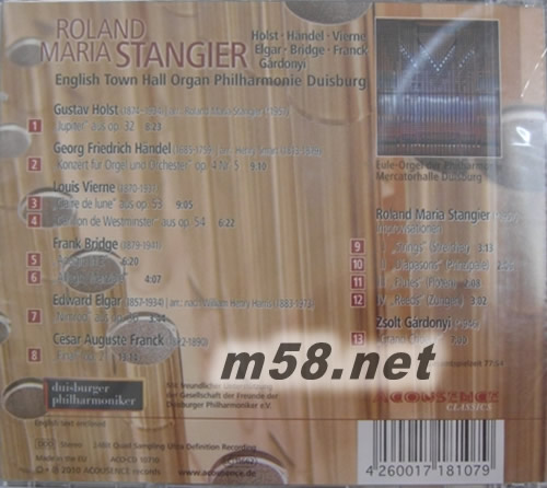 ENGLISH TOWN HALL ORGAN PHILHARMONIE DUISBURG專輯背面圖片