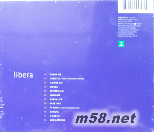 Libera 25首精選(黃色封面)專輯背面圖片