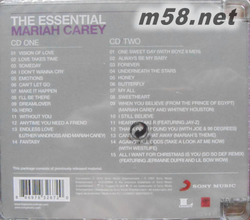 The Essential Mariah Carey世紀典藏專輯背面圖片