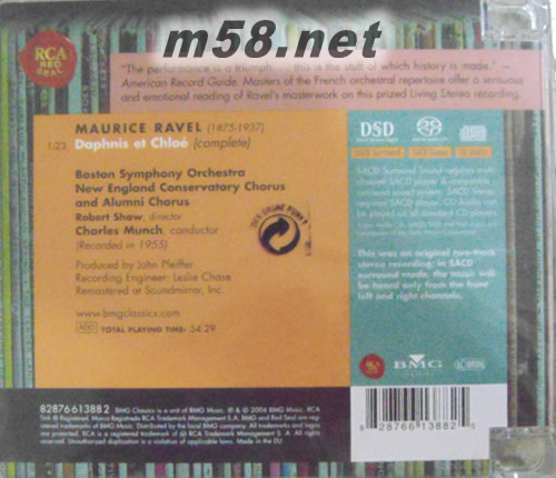 RAVEL DAPHNIS ET CHLOE拉威爾:芭蕾音樂達鞭尼與克羅埃環繞錄音(Living Stereo SACD特惠)專輯背面圖片