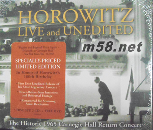 Live and Unedited 1995年霍洛維茲傳奇復出音樂會(百歲誕辰紀念2CD+DVD)專輯正面圖片