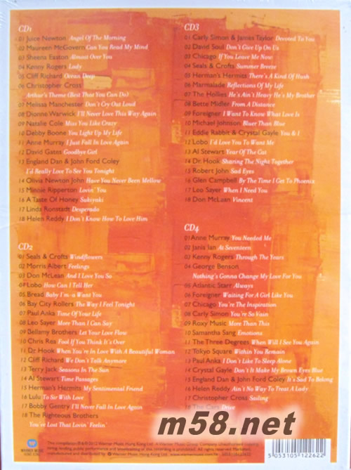 Love Songs For Life (4CD紅色封面)專輯背面圖片