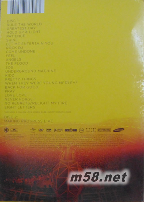 Progress Live接招進化演唱會DVD專輯背面圖片
