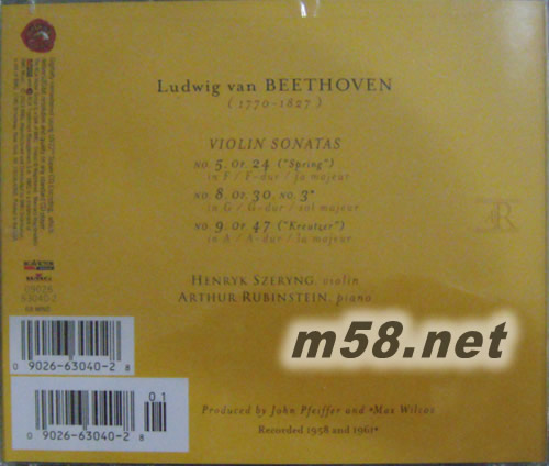 貝多芬小提琴與鋼琴專輯背面圖片