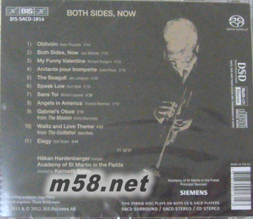 Trumpet Recital: Hardenberger, Hakan BOTH SIDES NOW SACD專輯背面圖片