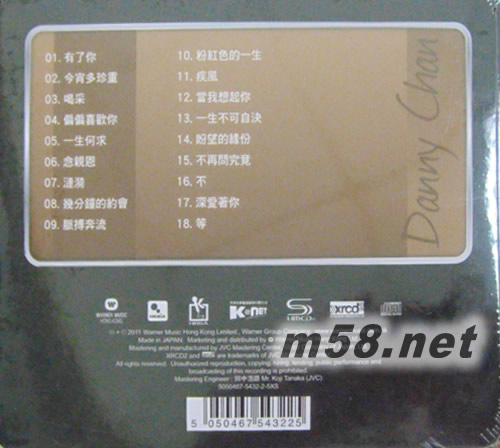 陳百強 Greatest Hits (華納XRCD+SHMCD系列)專輯背面圖片