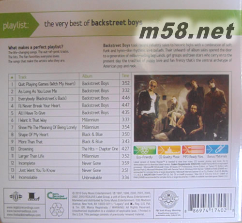 The Very Best Of Backstreet Boys(美版)專輯背面圖片