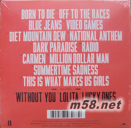 BORN TO DIE 美版專輯背面圖片