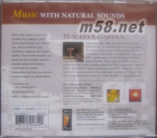 Peaceful Garden MUSIC WITH NATURAL SOUNDS專輯背面圖片