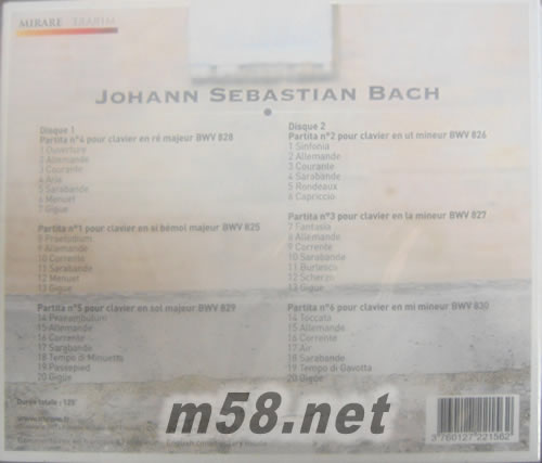 巴赫 6首6 PARTITAS BWV 825/830專輯背面圖片