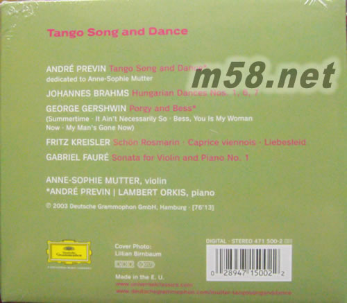 探戈之歌與舞 LAMBERT ORKIS 穆特小提琴專輯背面圖片