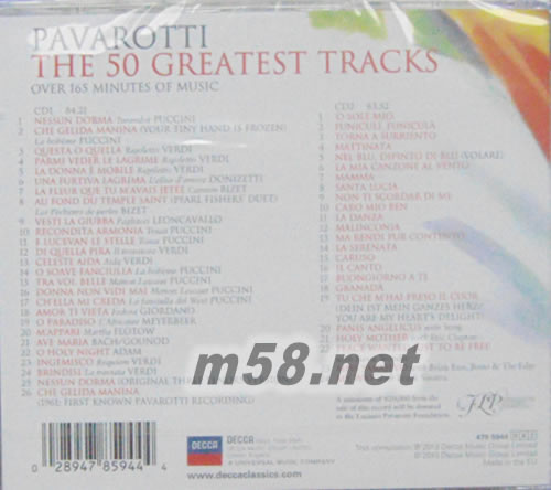 Luciano Pavarotti The 50 Greatest Tracks帕瓦羅蒂 最偉大的錄音50首專輯背面圖片