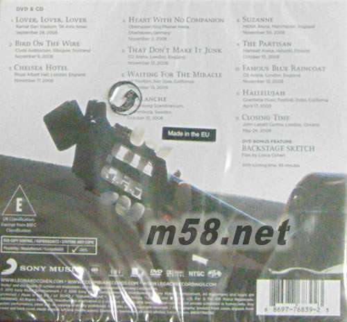 Songs from the Road專輯背面圖片