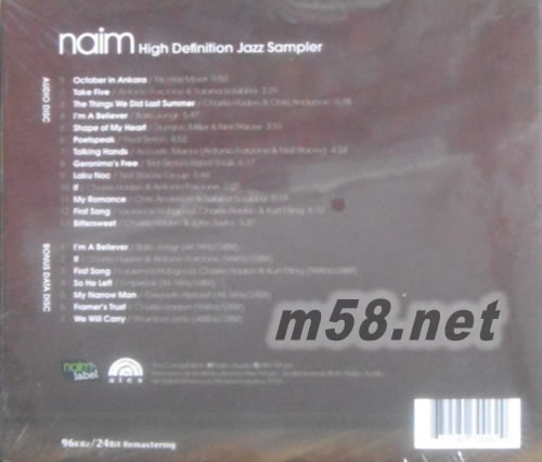 NAIM HIGH DEFINITION JAZZ SAMPLER爵士超級精選集專輯背面圖片