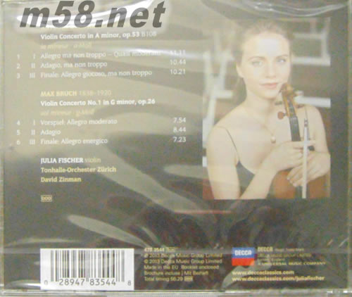 Bruch/Dvorak:Viloin Concertos布魯赫/ 德弗札克:小提琴協奏曲專輯背面圖片