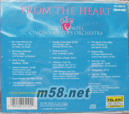 From the Heart海洋之心專輯背面圖片