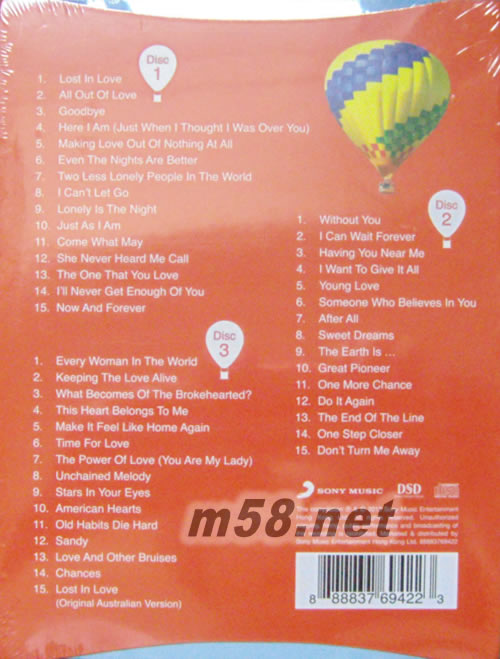 Hits Supply: The Complete Hits of Air Supply專輯背面圖片