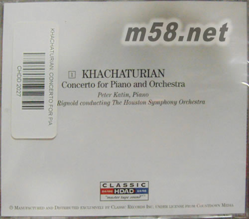 Khachaturian-HDAD Plus 哈察都量:鋼琴及管弦樂(lè)協(xié)奏曲HDAD專輯背面圖片