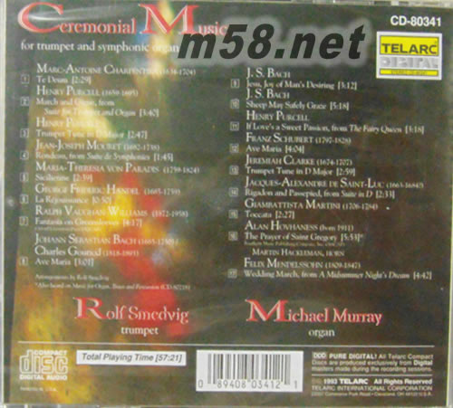 外國(guó)喜慶禮儀音樂 Ceremonial Music for Trumpet & Symphonic Organ專輯背面圖片