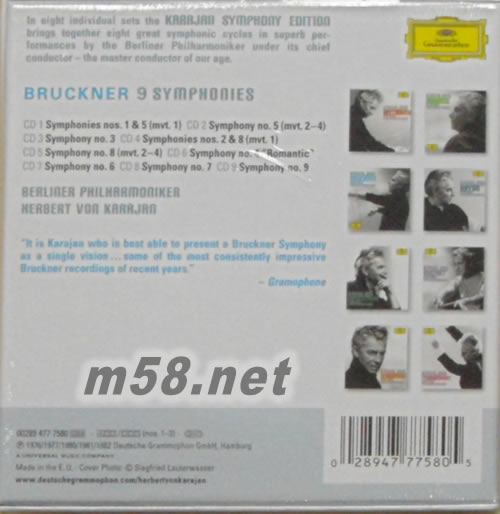 布魯克納交響曲 Bruckner: 9 Symphonies (9CD套裝)專輯背面圖片