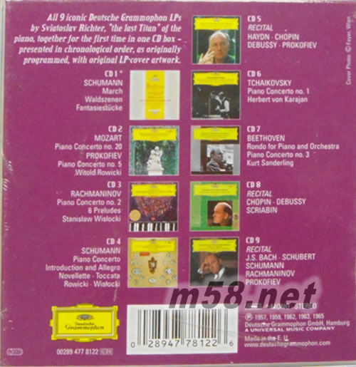 Pianist of the Century 斯維亞托斯拉夫·里赫特 - 世紀鋼琴家 9CD套裝專輯背面圖片