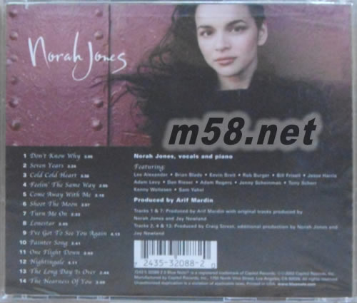 COME AWAY WITH ME 美版專輯背面圖片