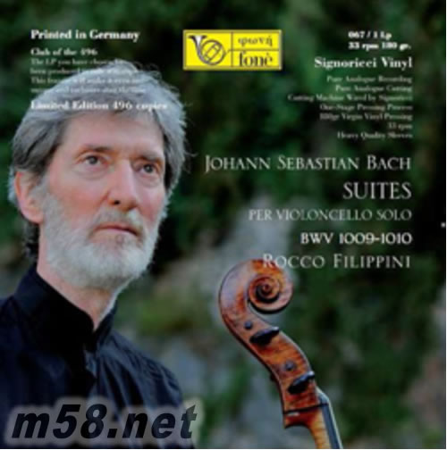 菲力彼尼 巴哈大提琴無伴奏組曲BWV1009-1010 Rocco Filippini [Bach/Cello Suites 黑膠專輯正面圖片