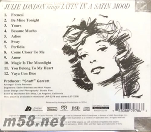 茱莉演唱拉丁歌 Latin In A Satin Mood SACD專輯背面圖片
