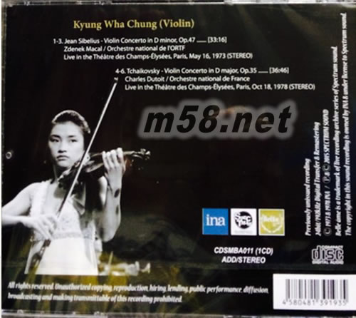 Sibelius & Tchaikovsky Violin Concertos in The Theatre des Champs-Elysees 1973 & 1978專輯背面圖片