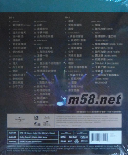 銀河歲月40載演唱會Live 2BD專輯背面圖片