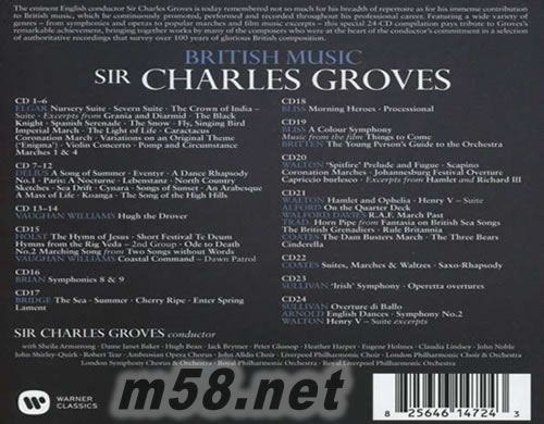 British Music 葛羅夫斯指揮英國作品 24CD套裝專輯背面圖片