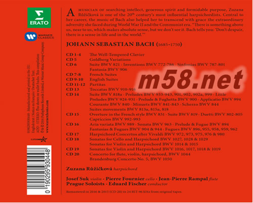 BACH – THE COMPLETE KEYBOARD WORKS ZUZANA RŮŽIČKOVÁ 20CD套裝專輯背面圖片