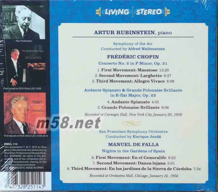 CHOPIN PIANO CONCERTO NO.2 IN F MINOR, OP. 21 HIFI音響 推介立體聲名盤(TAS專業推介發燒名盤)專輯背面圖片