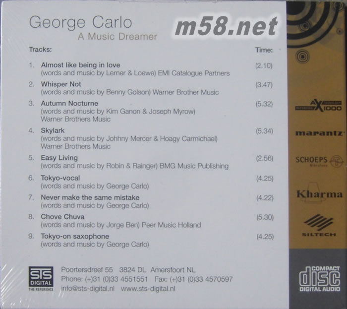 A MUSIC DREAMER專輯背面圖片